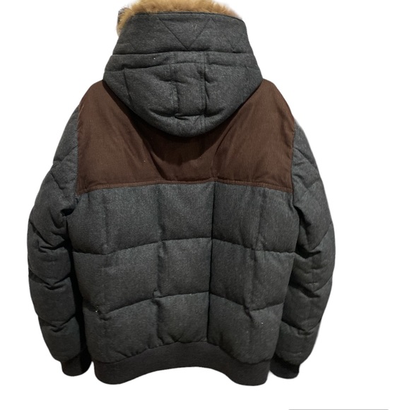 Moncler Moncler Gray wool and brown corduroy fur down. - Picture 2 of 16
